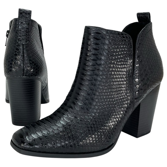 Sun + Stone Pollyy Black Faux Snakeskin Style Womens Ankle Boots Size 5.5M - Picture 10 of 13